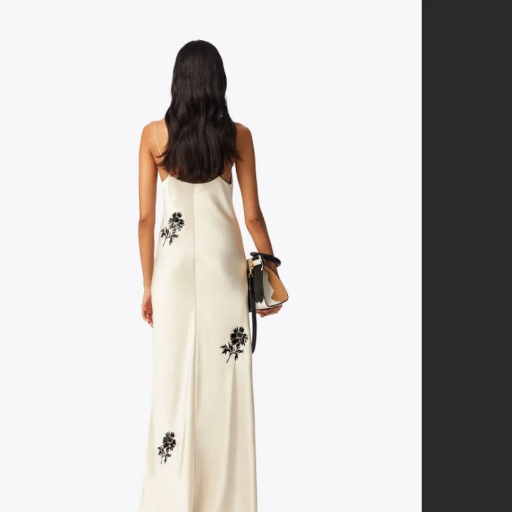 Tory Burch Satin Embroidered Slip Dress Tory Burch size 2 regular fits 4-6